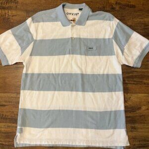ORVIS Men’s Blue/White Striped Signature Polo Size Large EUC